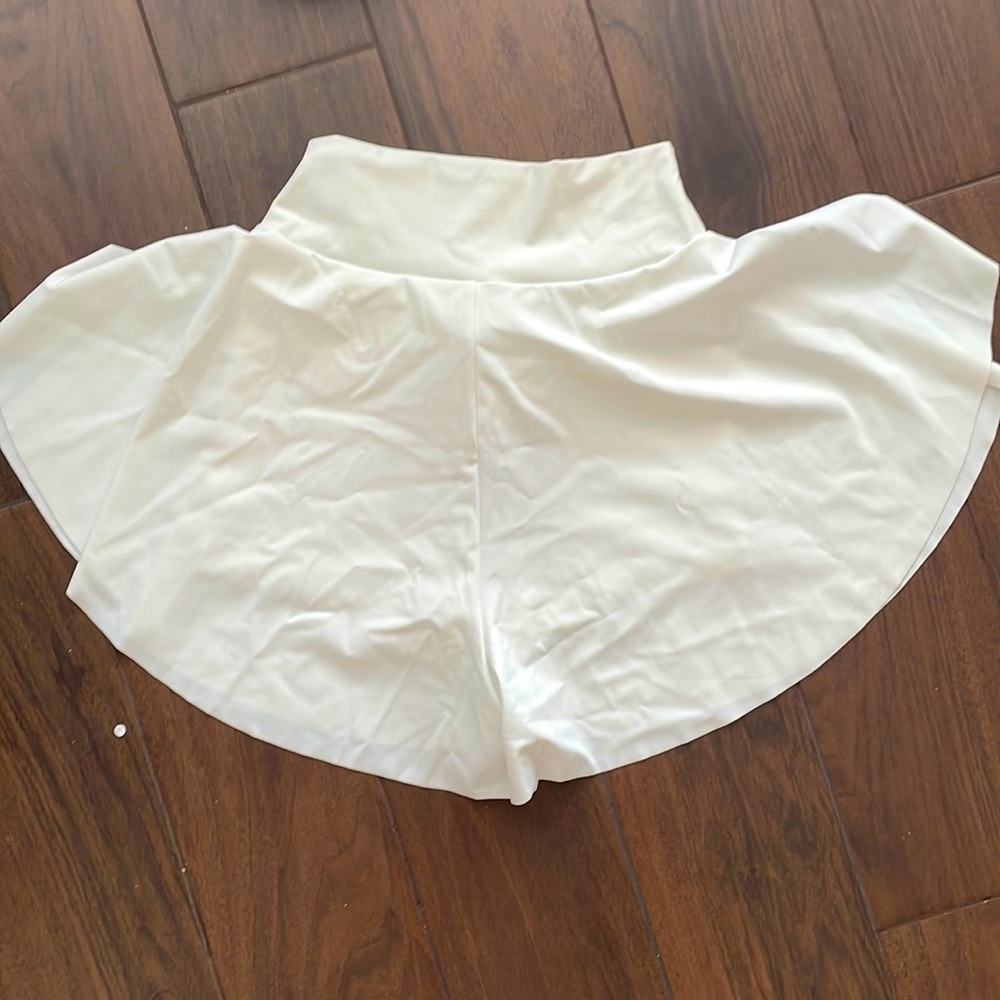 White flared Halara shorts!